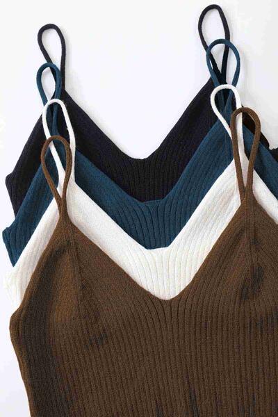 4 lü Paket Askılı Bluz Crop Çok Renkli
