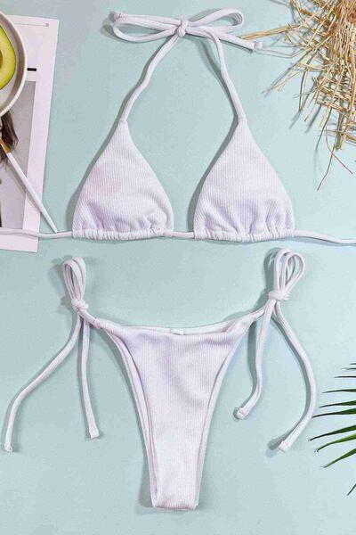 Angelsin Bağlamalı Bikini Takım Beyaz - MS4162-Beyaz