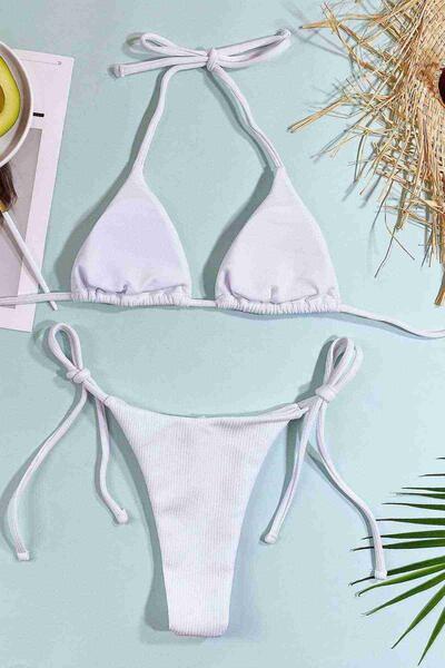 Angelsin Bağlamalı Bikini Takım Beyaz - MS4162-Beyaz