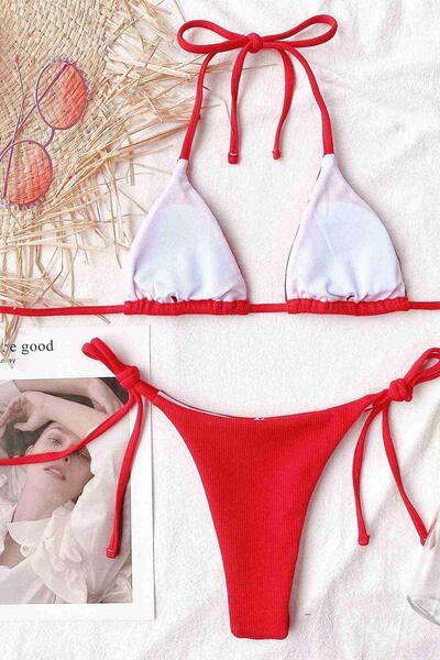 Angelsin Bağlamalı Bikini Takım Kırmızı - MS4162-Kırmızı