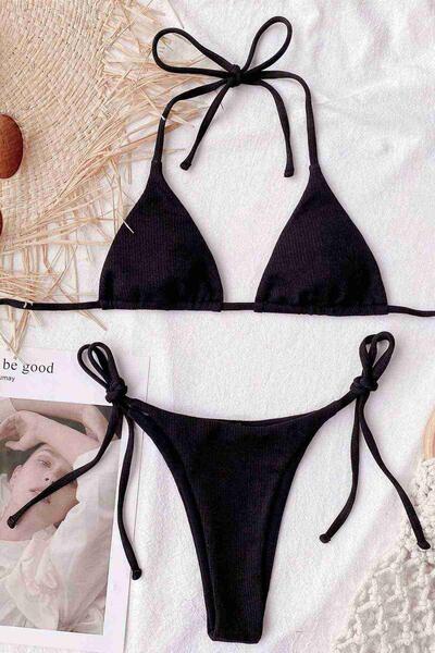 Angelsin Bağlamalı Bikini Üst Siyah - MS41628-Siyah