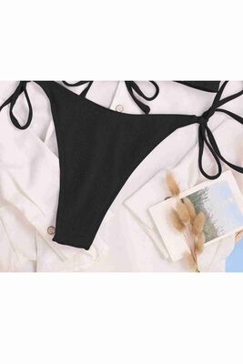 Angelsin Bağlamalı Şık Bikini Altı Siyah MS43108 - Thumbnail