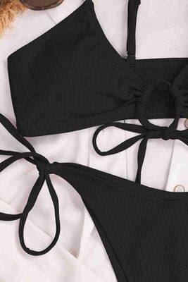 Angelsin Bağlamalı Şık Bikini Takım Siyah MS4310 - Thumbnail