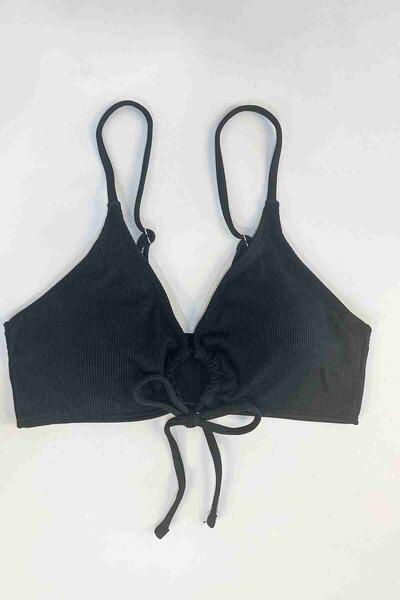 Angelsin Bağlamalı Şık Bikini Üstü Siyah MS43109