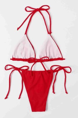 Angelsin Brezilya Model Bağlamalı Bikini Altı Kırmızı MS41659 - Thumbnail