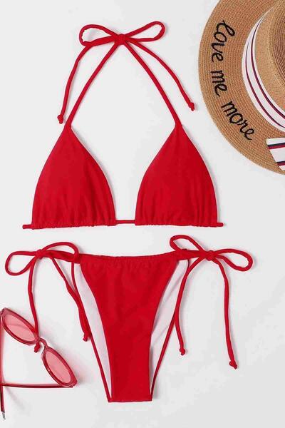 Angelsin Brezilya Model Bağlamalı Bikini Üstü Kırmızı MS41658