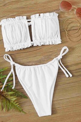 Angelsin Brezilya Model Büzgülü Bağlamalı Bikini Altı MS41649 - Thumbnail