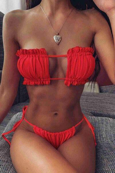 Angelsin Brezilya Model Büzgülü Bağlamalı Bikini Altı MS41649