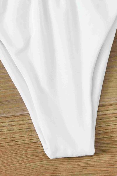 Angelsin Brezilya Model Büzgülü Bağlamalı Bikini Takım Beyaz MS4164