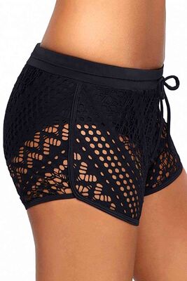 Angelsin Lace Swimwear Combined Bikini Bottom Black MS4118 - Thumbnail