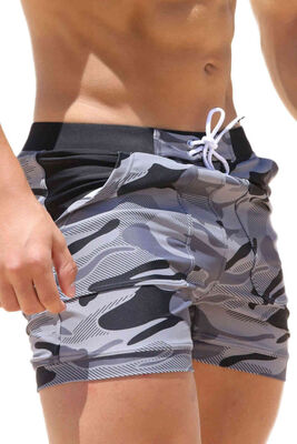 Angelsin Camouflage Patterned Lycra Flexible Swim Shorts Multi Color - MS3406 - Thumbnail