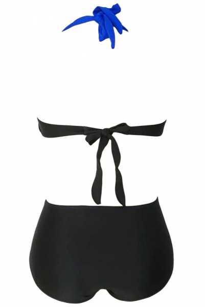 Angelsin Coated Blue Black Elegant Designed High Waist Bikini - MS418985 - Thumbnail