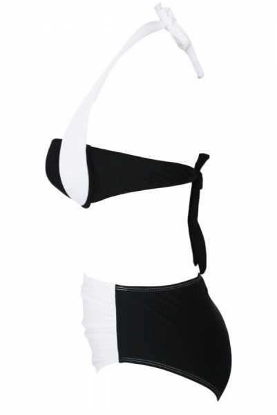 Angelsin Kaplı Siyah Beyaz Şık Tasarımlı Bikini - MS418981