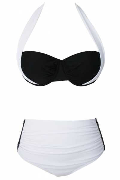 Angelsin Kaplı Siyah Beyaz Şık Tasarımlı Bikini - MS418981