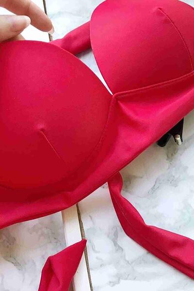 Angelsin Kırmızı Bikini Üstü Kırmızı MS42058