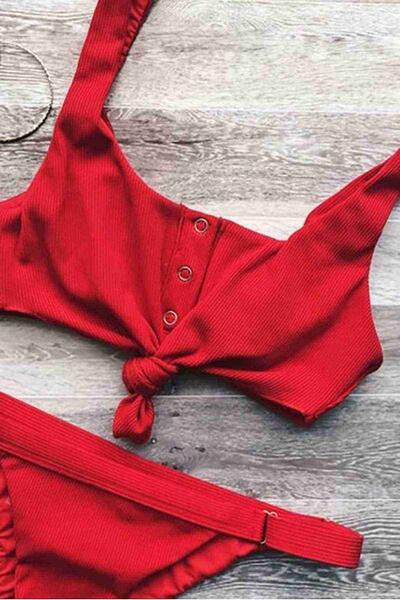 Angelsin Kırmızı Çıtçıtlı Bikini Üstü Kırmızı MS42138