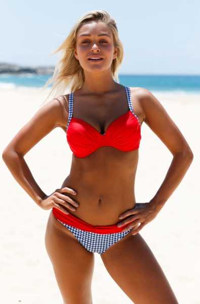 Angelsin Kırmızı Desenli Bikini Alt - MS41871-1 - Thumbnail
