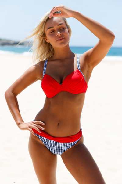 Angelsin Red Patterned Bikini Bottom - MS41871-1 - Thumbnail