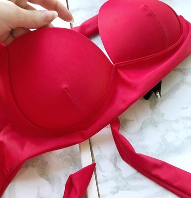 Angelsin Kırmızı Yuksek Bel Bikini Takım-MS4205 - Thumbnail