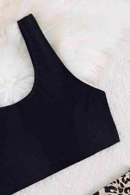Angelsin Leopar Yanlardan Büzgü Ayarlama Detaylı Bikini Takım Çok Renkli MS4314 - Thumbnail
