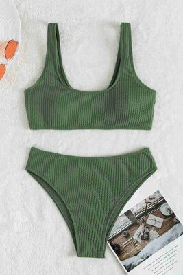 Angelsin Özel Fitilli Kumaş Yüksek Bel Bikini Altı - Thumbnail