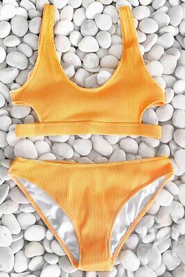 Angelsin Exclusive Fabric Stylish Bikini Set Yellow - MS4291 - Thumbnail
