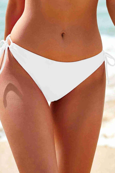 Angelsin Özel tasarım Bağlamalı Bikini Altı Beyaz MS4193