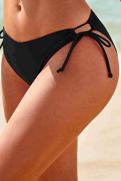Angelsin Özel tasarım Bağlamalı Bikini Altı Siyah MS4193