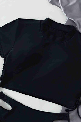 Angelsin Özel Tasarım Bikini Takım Siyah MS4179 - Thumbnail