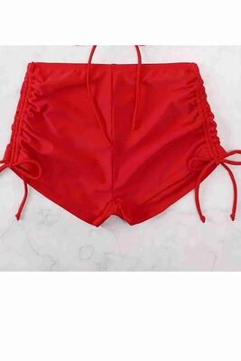 Angelsin Özel tasarım Büzgü Detaylı Bikini Altı Kırmızı MS43188 - Thumbnail