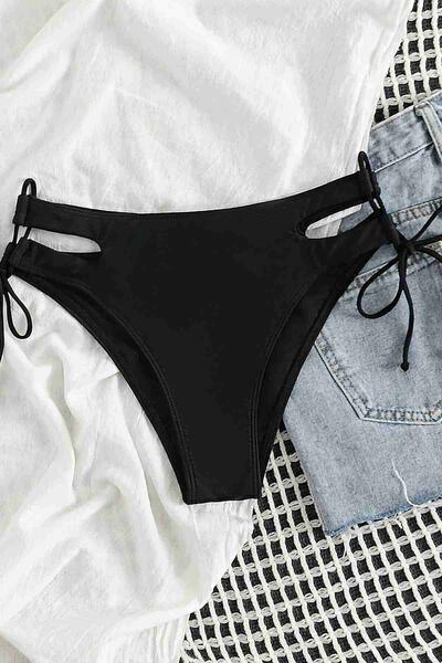 Angelsin Özel Tasarım Yandan Bağlamalı Bikini Altı Siyah MS41798