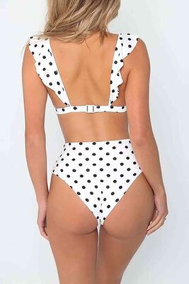 Angelsin Polka Dot Bikini Set White - MS4222 - Thumbnail