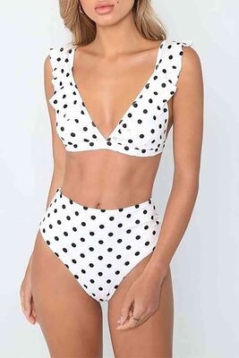 Angelsin Polka Dot Bikini Set White - MS4222 - Thumbnail