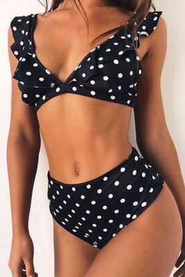 Angelsin Polka Dot Bikini Set Multi Color - MS4222 - Thumbnail