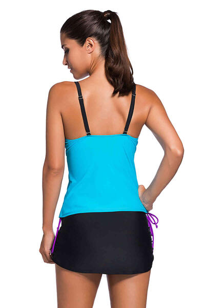 Angelsin Renkli Tankini Etekli Bikini Takım MS419652