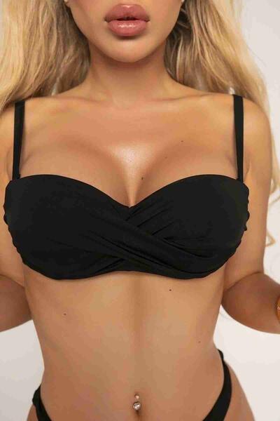 Angelsin Şık Bikini Üstü Siyah MS43609