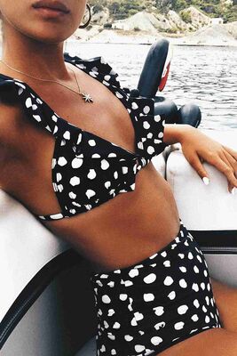Angelsin Siyah Beyaz Puantiyeli Bikini Alt Çok Renkli - MS42239 - Thumbnail
