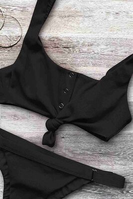 Angelsin Siyah Bikini Üstü Siyah MS42128 - Thumbnail