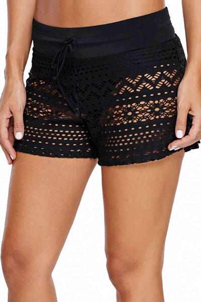Angelsin Siyah Dantel Deniz Şortu Birleşik Bikini Alt