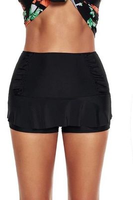 Angelsin Black Skirt Look Swim Shorts - MS4267 - Thumbnail