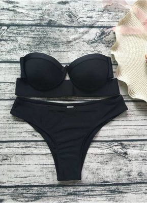 Angelsin Siyah Straplez Bikini Takım - MS4266 - Thumbnail