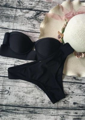 Angelsin Siyah Straplez Bikini Takım - MS4266 - Thumbnail