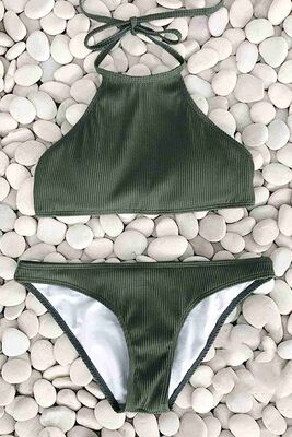 Angelsin Tankini Bikini Takım Yeşil-MS4148 - Thumbnail