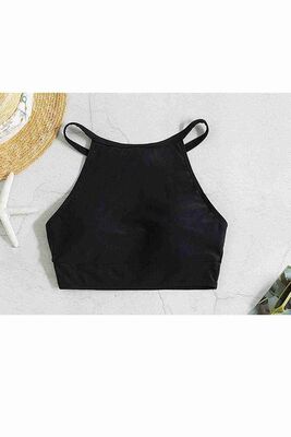 Angelsin Tankini Bikini Üstü Siyah MS43239 - Thumbnail