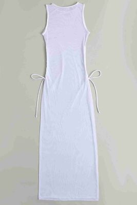 Angelsin Tül Pareo Plaj Elbisesi Beyaz MS4402-Beyaz - Thumbnail