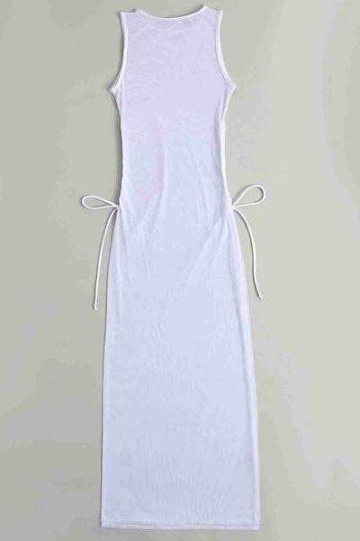 Angelsin Tül Pareo Plaj Elbisesi Beyaz MS4402-Beyaz