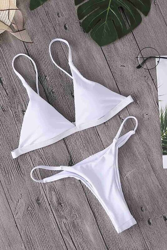 Angelsin Beyaz Üçgen Bikini Takım -MS4140 - 3