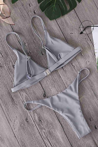 Angelsin Gri Üçgen Bikini Takım -MS4140