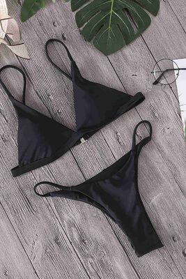 Angelsin Siyah Üçgen Bikini Takım -MS4140 - Thumbnail