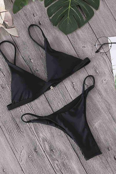 Angelsin Siyah Üçgen Bikini Takım -MS4140